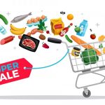 وکتور سبد خرید فروشگاه با مواد غذایی وکتور سبد خرید فروشگاه با مواد غذایی