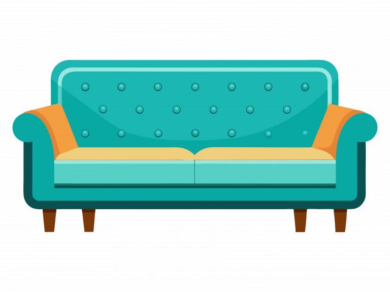 وکتور مبل دونفره با رنگ سبزآبی