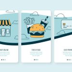 وکتور صفحه نمایش اپلیکیشن تحویل غذا وکتور صفحه نمایش اپلیکیشن تحویل غذا