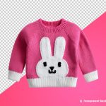 فایل لایه باز ژاکت بافتنی بچه گانه صورتی با طرح خرگوش