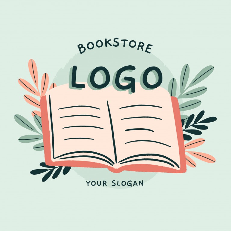 وکتور لوگوی کتابفروشی با طراحی تخت