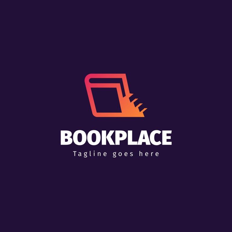 وکتور طراحی لوگوی کتابخانه با افکت گرادینت