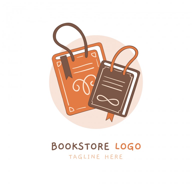 وکتور لوگوی کتاب‌ فروشی با طراحی دستی
