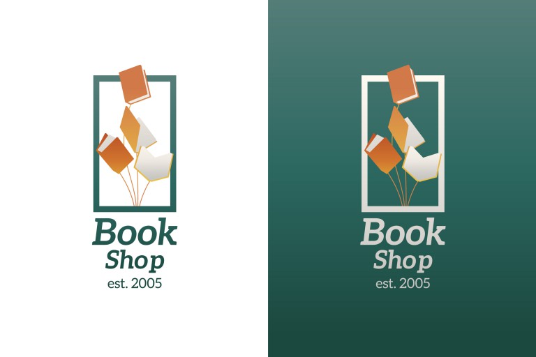 وکتور الگوی لوگوی کتابفروشی با افکت گرادینت