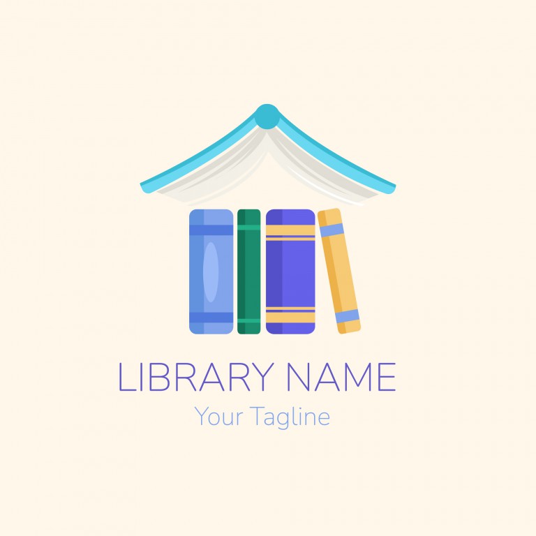 وکتور الگوی آرم کتابخانه با طراحی مسطح