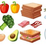 وکتور مجموعه مواد اولیه غذایی سالم وکتور مجموعه مواد اولیه غذایی سالم