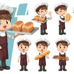 وکتور کاراکتر نانوای جوان در حالت های مختلف وکتور کاراکتر نانوای جوان در حالت های مختلف