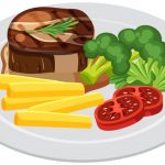 وکتور استیک خوشمزه با سبزیجات