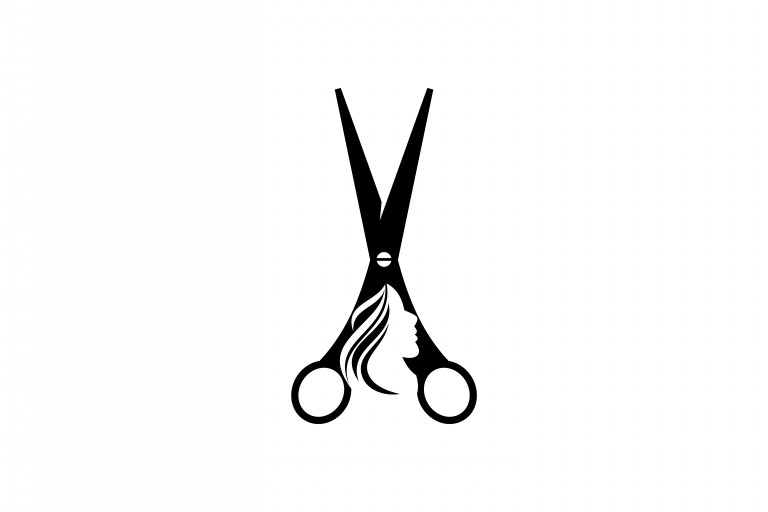 وکتور طراحی لوگو آرایشگاه با طرح قیچی