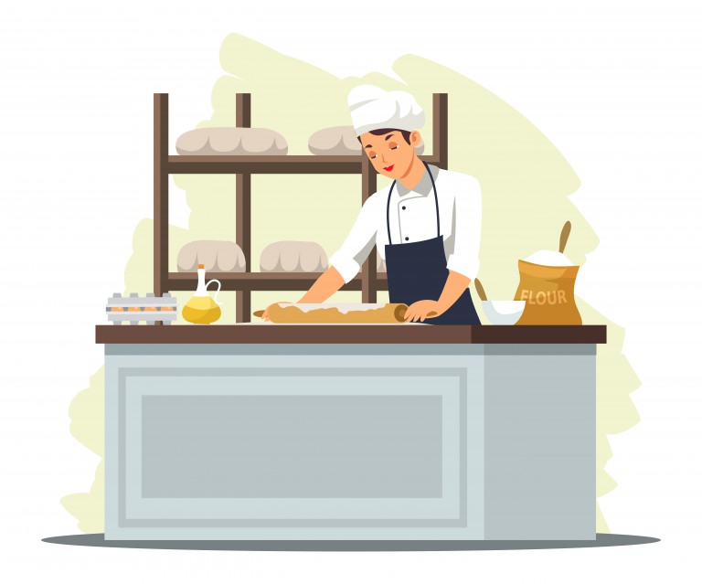 وکتور سرآشپز در حال درست کردن خمیر شیرینی