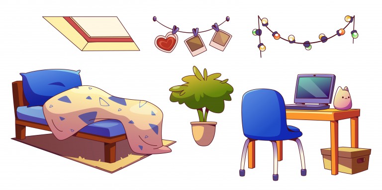 وکتور تجهیزات داخلی اتاق‌ خواب