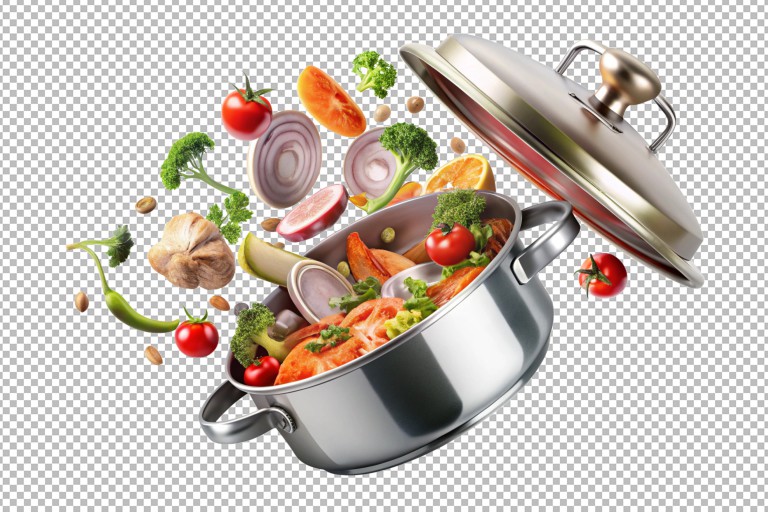 فایل لایه باز قابلمه پر از مواد غذایی