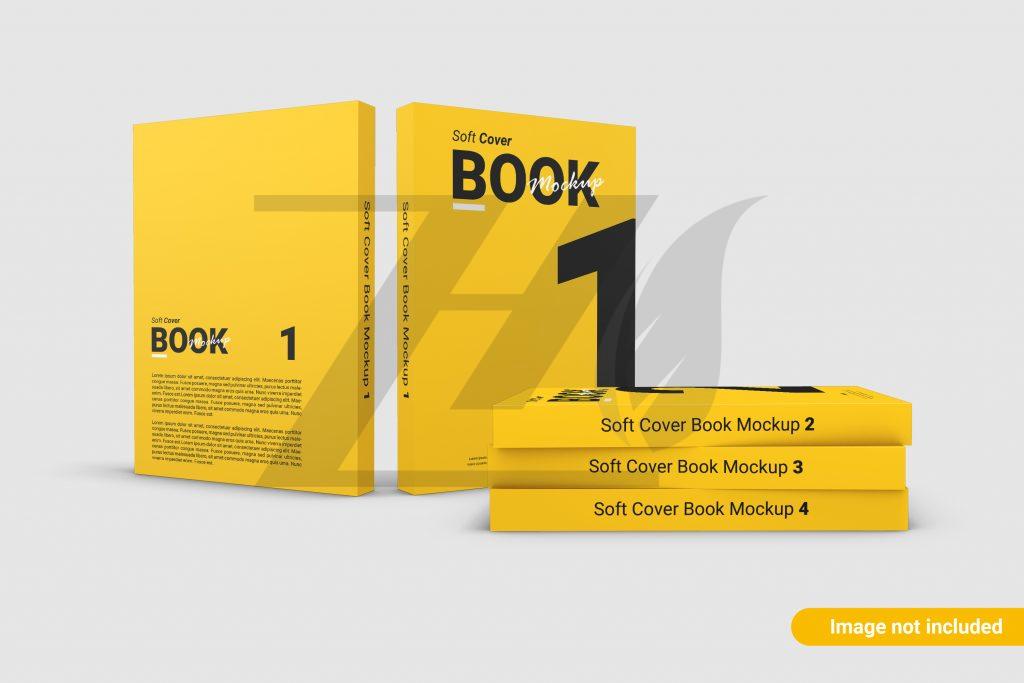 موکاپ جلد کتاب سه بعدی زرد رنگ