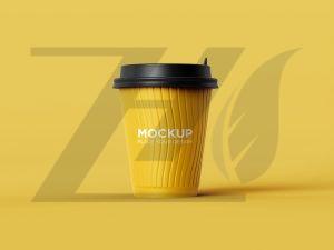 موکاپ ماگ و لیوان مقوایی قهوه رنگ زرد