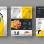 طرح لایه باز جلد منو فست فود رنگ زرد