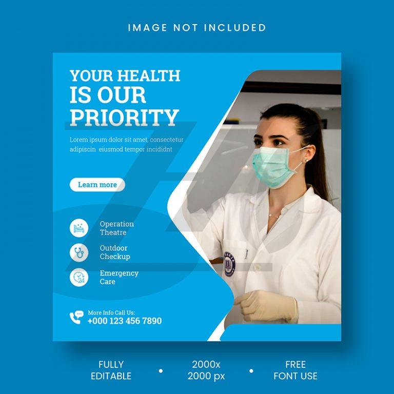 قالب پست اینستاگرام طرح سلامت پزشکی