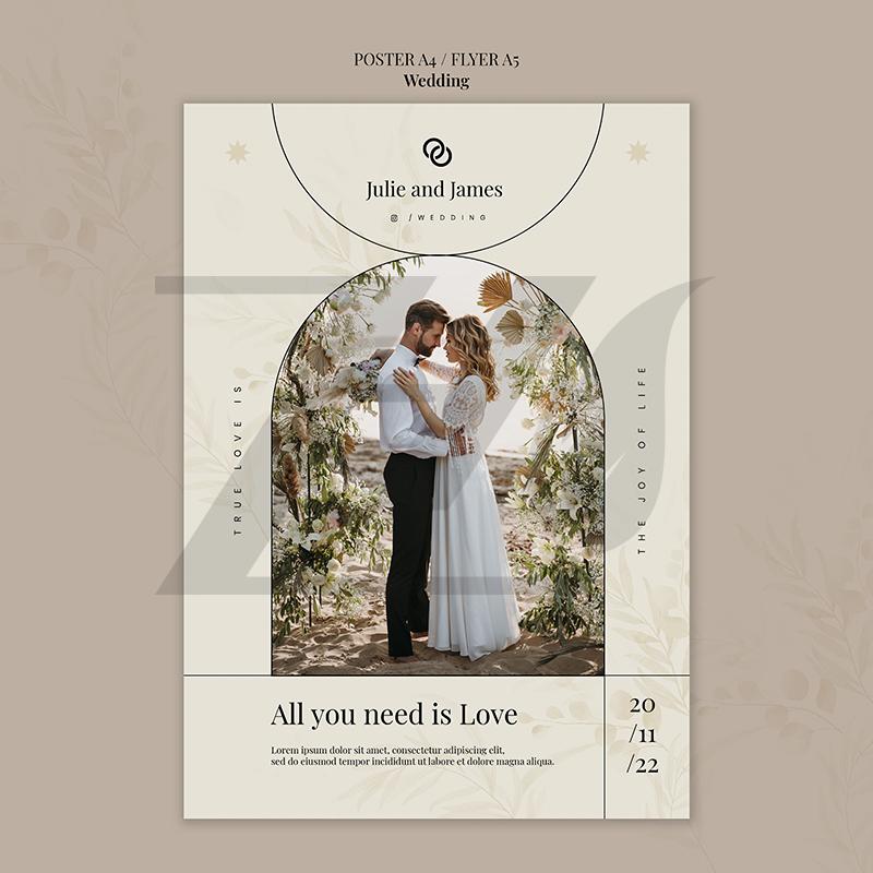 فایل لایه باز زیبای کارت دعوت عروسی طرح دو زوج عاشق