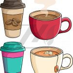 وکتور فنجان و لیوان کاغذی قهوه