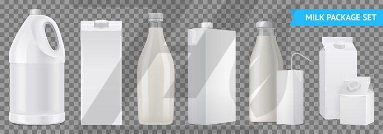 مجموعه آیکون های شفاف پاکت شیر