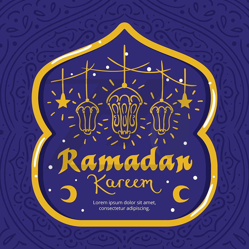 طرح ماه رمضان با فانوس و ستاره