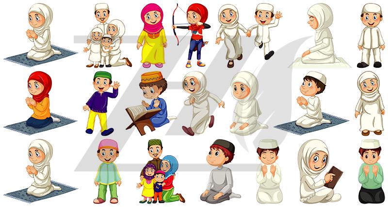 مجموعه شخصیت کارتونی طرح افراد مسلمان