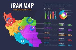 وکتور اینفوگرافیک نقشه شیب ایران با آمار