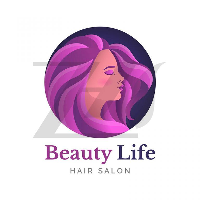 لوگوی سالن زیبایی زنانه رنگ موی بنفش