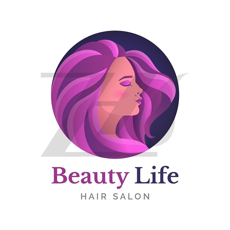 لوگو سالن زیبایی زنانه رنگ موی بنفش