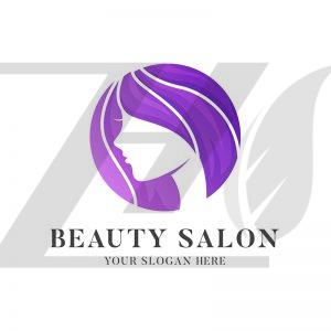 لوگوی سالن زیبایی زنانه طرح موی بنفش