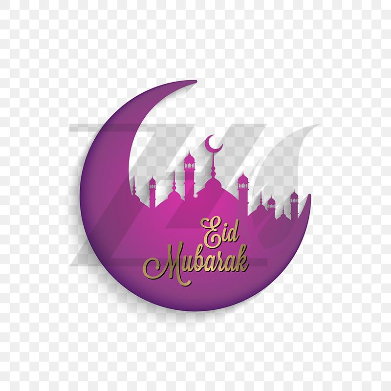 وکتور تبریک عید فطر طرح هلال ماه و مسجد اسلامی