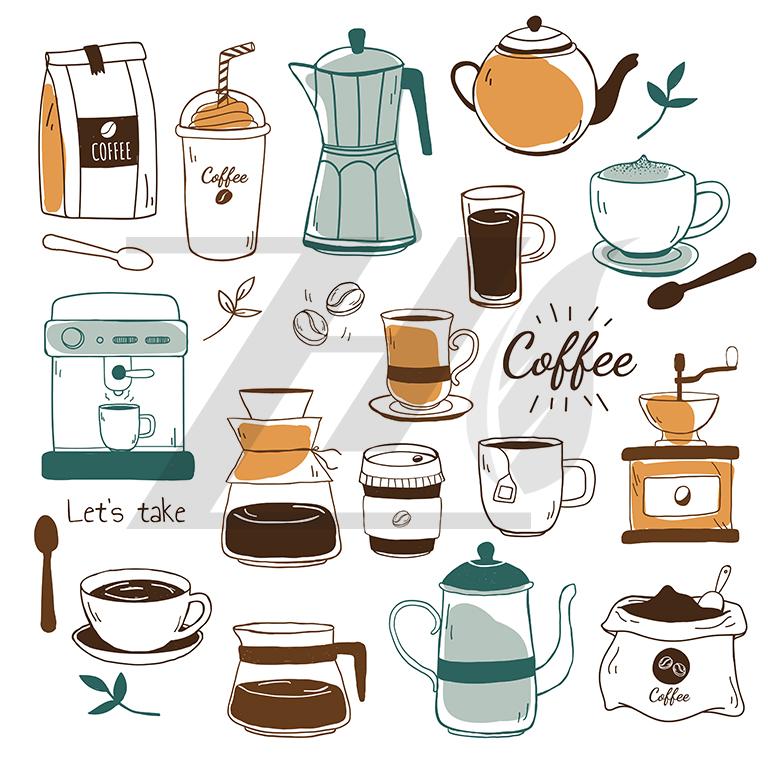 وکتور الگوی قهوه خانه و کافه