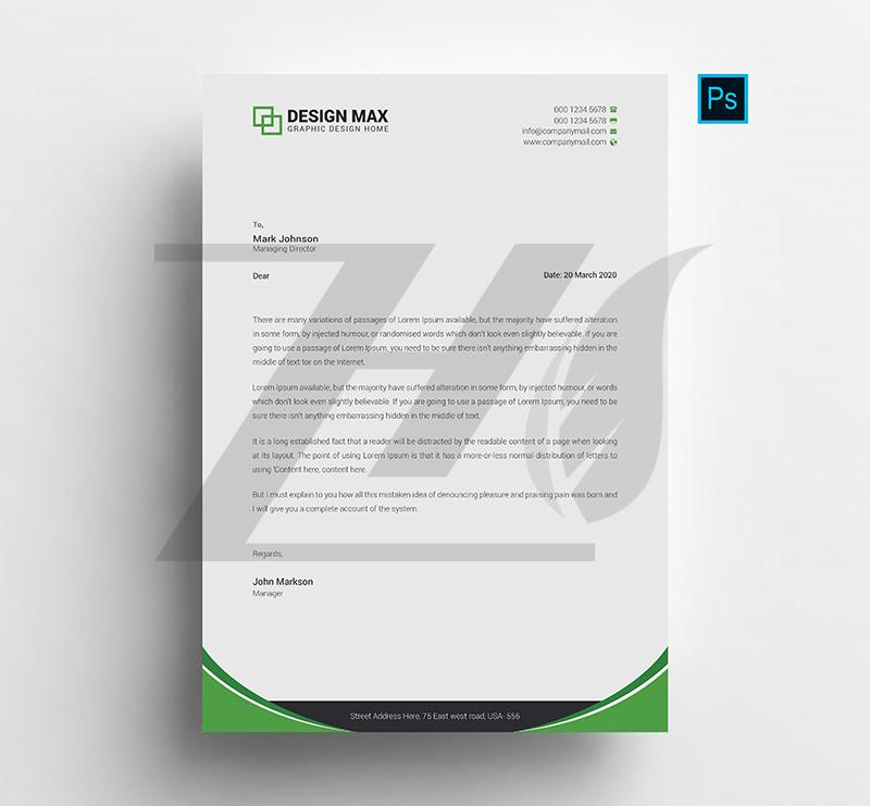 فایل لایه باز قالب سربرگ تجاری رنگ سبز