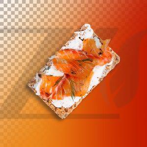 فایل لایه باز ساندویچ با پس زمینه شفاف جدا شده از فیله ماهی قزل آلا