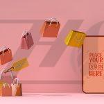 موکاپ عناصر خرید پس زمینه صورتی