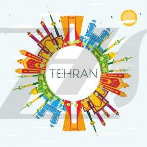 وکتور منظره شهری تهران تصویر برداری سفر تجاری مفهوم گردشگری