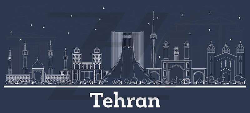 وکتور طرح کلی شهر تهران با ساختمان های سفید