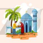 تقدیم قرآن به مؤمنان اسلامی توسط امام جلوی مسجد گنبد هلالی مسجد اسلامی تقدیم قرآن به مؤمنان اسلامی توسط امام جلوی مسجد گنبد هلالی مسجد اسلامی