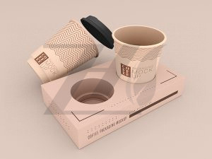 موکاپ جعبه لیوان کاغذی قهوه یکبار مصرف