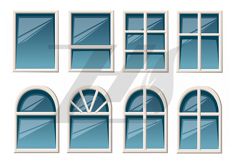 وکتور انواع پنجره با قاب سفید مدرن
