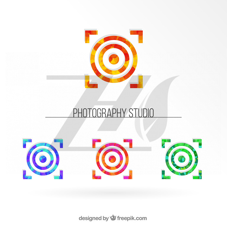 مجموعه لوگو طرح لنز استودیو عکاسی رنگی