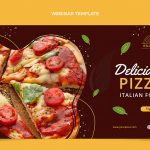 وکتور قالب وبینار اجتماعی تخت غذا تصویر طرح پیتزا