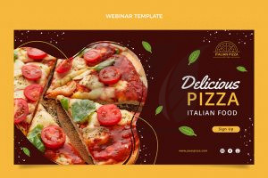 وکتور قالب وبینار اجتماعی تخت غذا تصویر طرح پیتزا