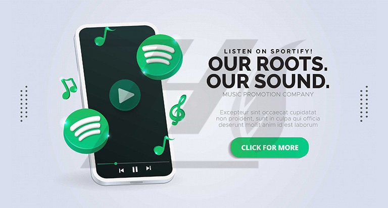 ارتقاء صفحه کسب و کار با لوگو Spotify موبایل