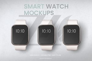 موکاپ بنر مجموعه صفحه نمایش ساعت هوشمند