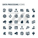 مجموعه آیکون پردازش داده مشکی