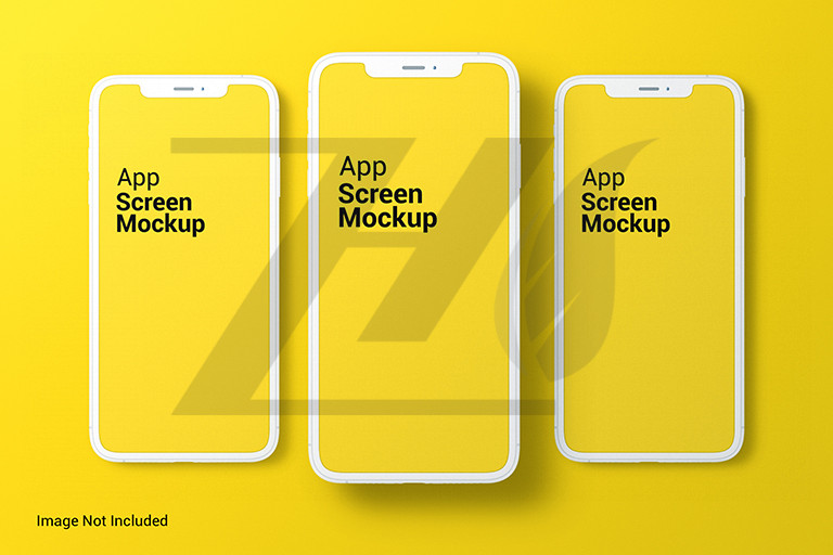 موکاپ قالب صفحه اسکرین گوشی رنگ زرد