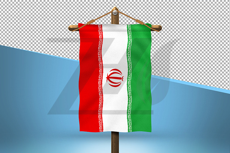 فایل لایه باز پس زمینه پرچم ایران آویزان شده