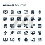 مجموعه آیکون های مشکی توسعه برنامه وب سایت