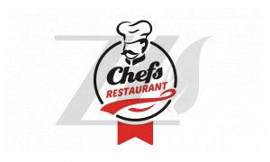 طراحی لوگو رستوران سرآشپز پس زمینه سفید