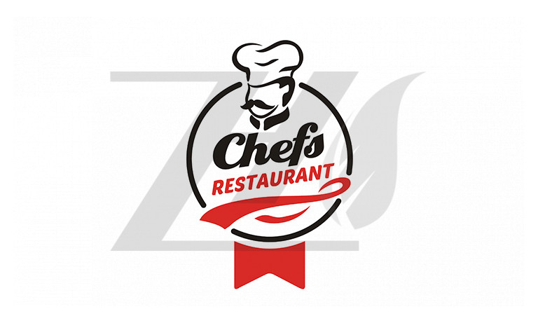 طراحی لوگو رستوران سرآشپز پس زمینه سفید